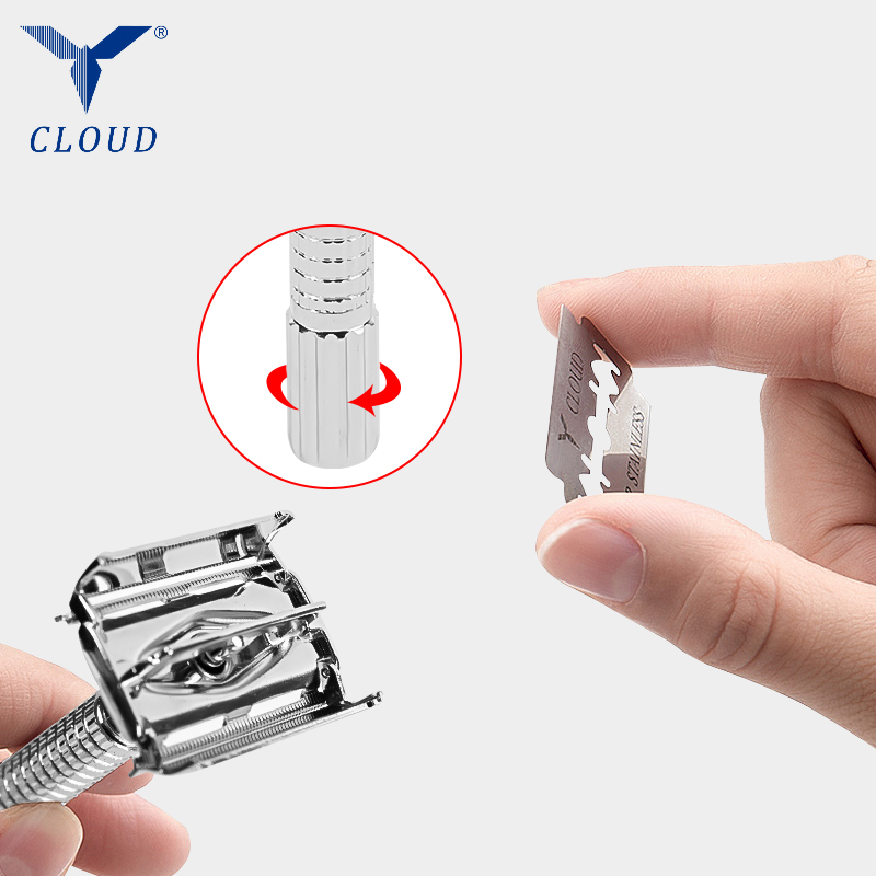 74 Pisau Cukur Manual Berbentuk T Terbuka Putar Tepi Ganda Baja Tahan Karat