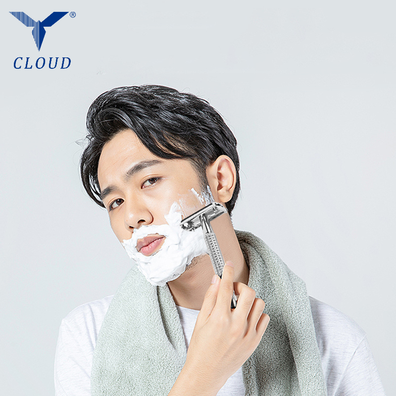 74 Pisau Cukur Manual Berbentuk T Terbuka Putar Tepi Ganda Baja Tahan Karat